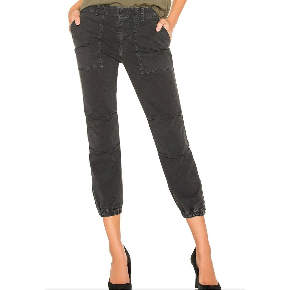Nili Lotan Cropped Military Pants Mid Rise Ankle Zip Jogger Pants